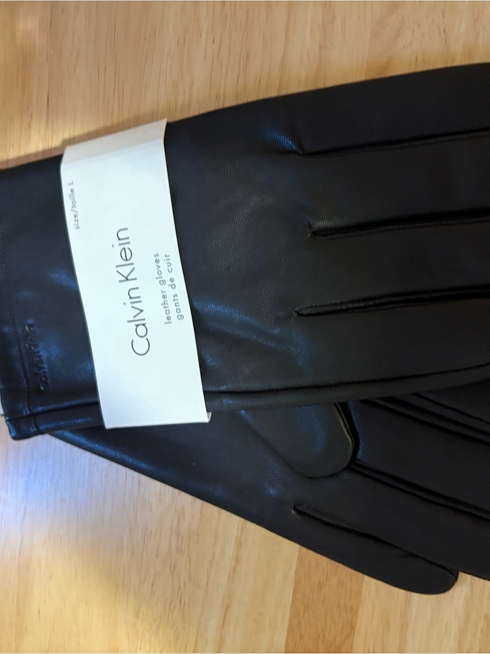 Calvin Klein Black Leather Dress Gloves